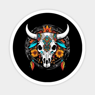 Boho blooming bull skull Magnet